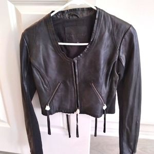 Linea Pelle Los Angeles Genuine Leather Cropped Moto Jacket NWOY